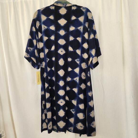 Clara Sun Woo Kimono Cardigan Womens S Blue Green Tie Dye Open Front Boho NWT - Picture 2 of 10